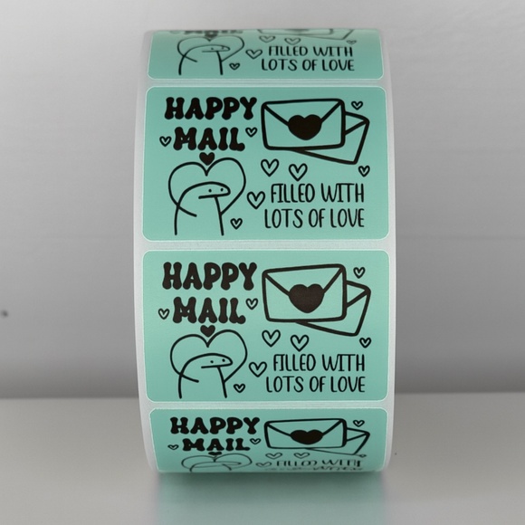 Happy Mail Stickers Filled With Love | Mint Cute Packaging Labels Heart - Picture 5 of 11